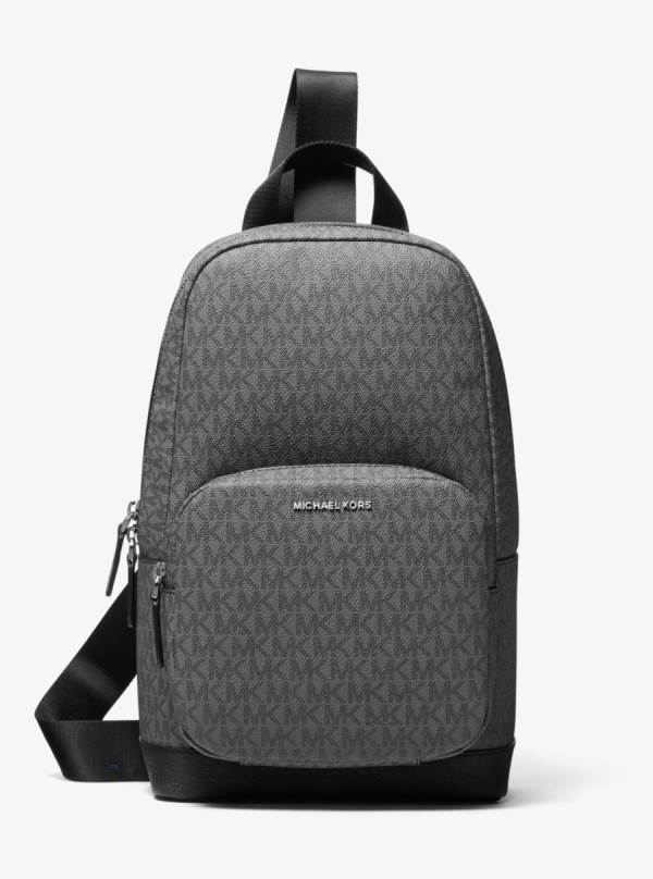 Panske Crossbody Kabelka Michael Kors Hudson Logo Sling Pack Siva - Tasky Michael Kors Akcia | PFGKL-8524